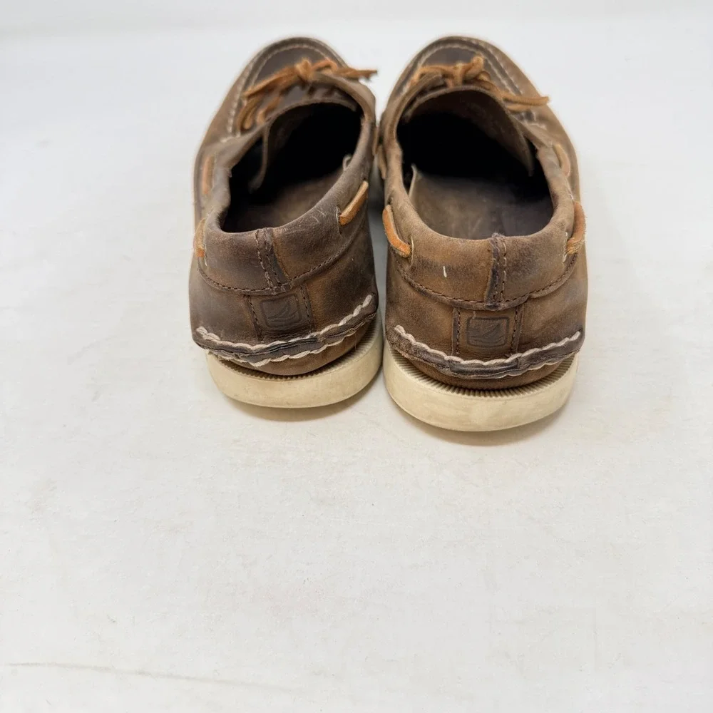 Sperry Boat Shoes Brown 9.5M Leather Nautical Preppy Classic Lake Life Beach